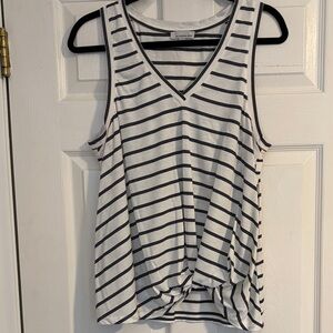 Allison Joy Black and White Striped Tank Top